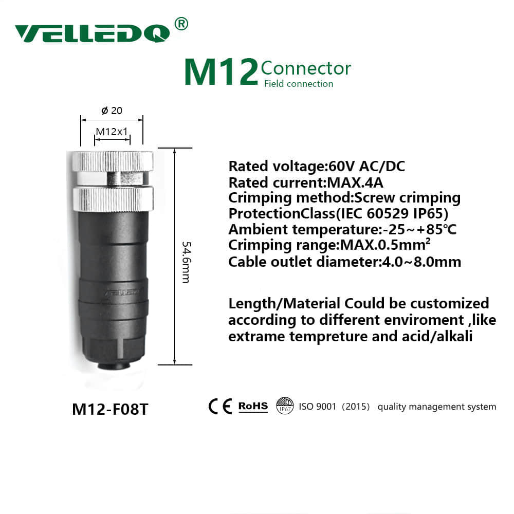 M12 8 Pin Female Connector M12 8 Pin Female Connector