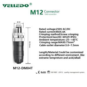 M12 4 Pin Male Connector M12 4 Pin Male Connector