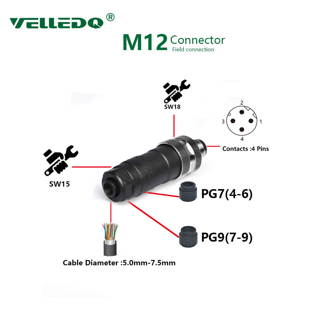 M12 4 Pin Male Connector M12 4 Pin Male Connector